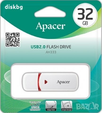 Нова USB 64GB Flash памет Apacer AH 333 - бяла, запечатана