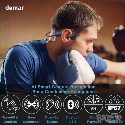 Слушалки LaJao Smart AI Разпознаване на жестове Bluetooth IP67, снимка 2 - Безжични слушалки - 43196630