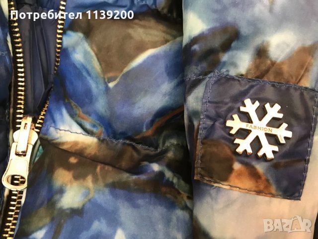 Италианско олекотено яке S/M пролет есен с две лица двулицево пъстро индиго тюркоаз, снимка 5 - Якета - 34913931