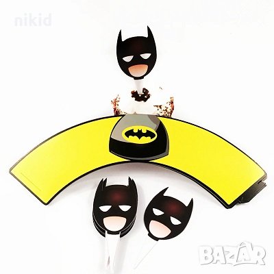 12 бр декори Батман топери и кошнички украса декорация за мъфини кексчета торта и парти