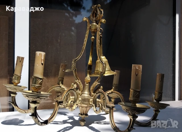 Френски Бронзов Полилей 6ца, снимка 4 - Полилеи - 50931819