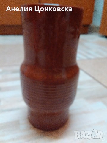 Стара керам.ваза кафяв меланж