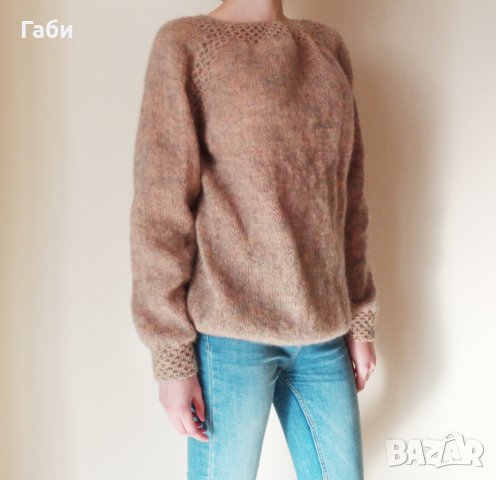 Ръчно плетен мохерен пуловер, снимка 2 - Блузи с дълъг ръкав и пуловери - 27811703