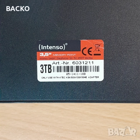Външен хард диск 3ТВ 3,5" TOSHIBA (intenso), снимка 3 - Твърди дискове - 52926763