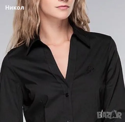 Елегантна черна риза с дълъг ръкав, H&M