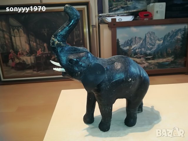голям кожен слон-35х32х12см-внос швеицария, снимка 7 - Колекции - 28337821