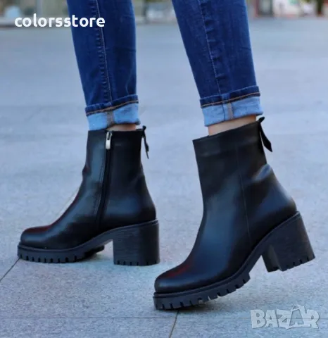 Боти на ток - бежов велур - BTNM90