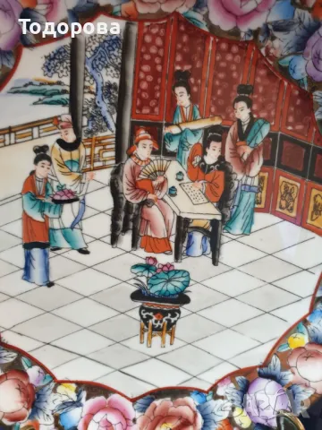 Порцеланова ръчно рисувана антикварна чиния-HAND-PAINTED ROYAL SATSUMA, снимка 2 - Сервизи - 48550198