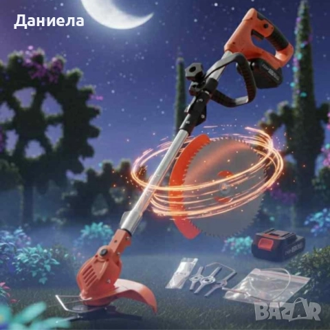 Телескопичен акумулаторен тример за трева 48V с две батерии – мощен, лек и без кабели, снимка 4 - Градинска техника - 52217283