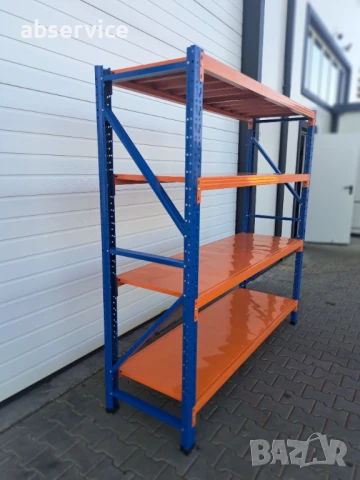 Метален индустриален стелаж 200x200x60, 4 рафта, склад/гараж/мазе, снимка 3 - Стелажи и щандове - 50871932