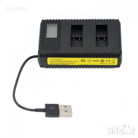 Зарядно за GoPro Hero 3/3+, За батерии AHDBT-201/301/2, LCD дисплей, USB кабел, Двойно, снимка 4 - Батерии, зарядни - 27843774