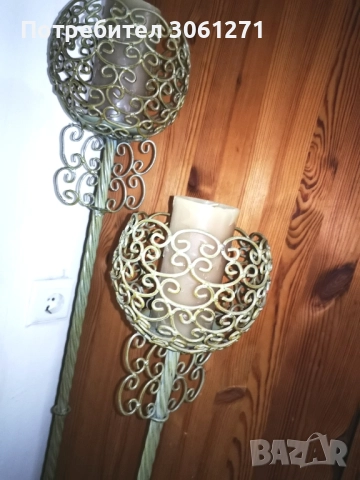 2 брой . Антики Метален свещник, декоративен, светло антик зелен, комплект от 2 брой. Venetian , снимка 3 - Декорация за дома - 51856946