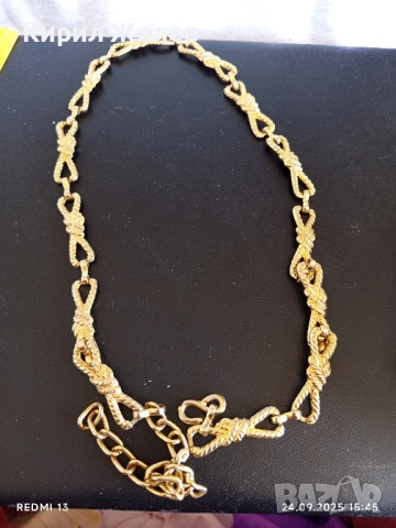 Красиво дамско коланче златисто метално 60см. стилно 27107