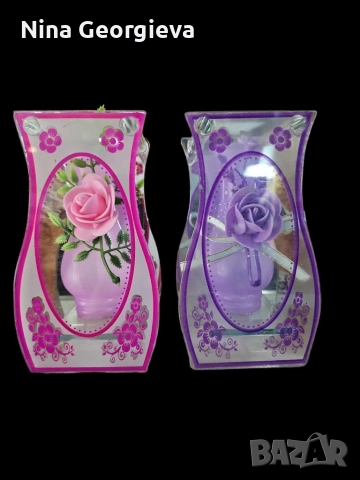 Стъклена ваза с флорални разцветки, снимка 2 - Вази - 52862039