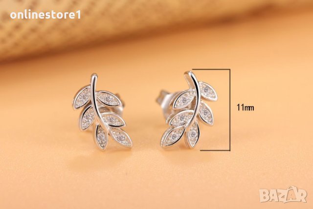 Сребърни Обеци Клонче еуфория - 925 печат сребро BA212, снимка 6 - Обеци - 28147613