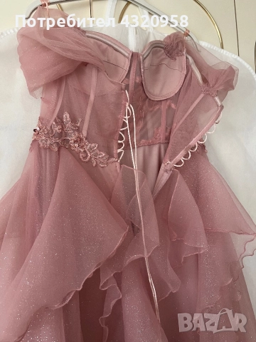 Елегантна розова рокля – като нова, носена само веднъж, снимка 4 - Рокли - 52097906