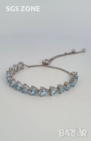 Сребърни гривни с топаз или перидот, универсален размер, Тайланд, снимка 4 - Гривни - 53442574