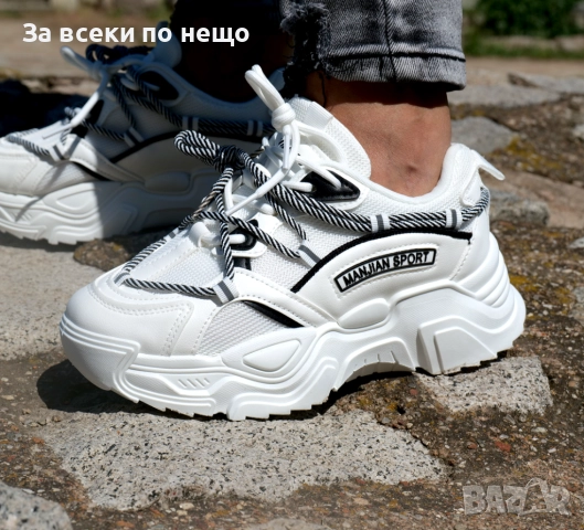 MS Sport Дамски Бели Маратонки👟Дамски Спортни Обувки В Бял Цвят Код SM-135, снимка 1