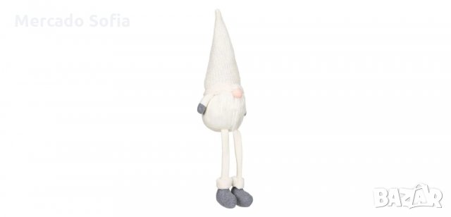 Коледна декоративна фигура, Седящ Гном с Бяла плетена шапка, снимка 3 - Декорация за дома - 34743243