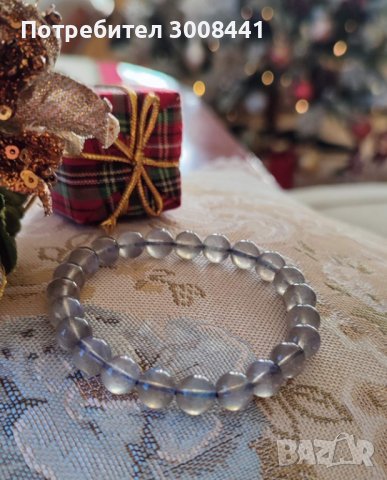 Гривна от Сив лунен камък ЛАБРАДОРИТ, клас 5А