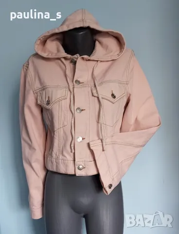 "Ganni" jeans jacket / Italy 🇮🇹 / Розово дънково яке с качулка и широки ръкави , снимка 4 - Якета - 48441654