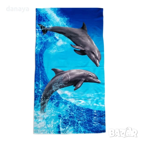 5900 Плажна кърпа Делфини, 150×70 cm, снимка 2 - Хавлиени кърпи - 50461028