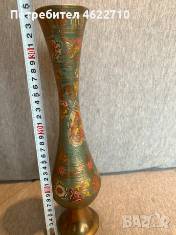 стара  гравирана месингова ваза 1, снимка 3 - Антикварни и старинни предмети - 53584341