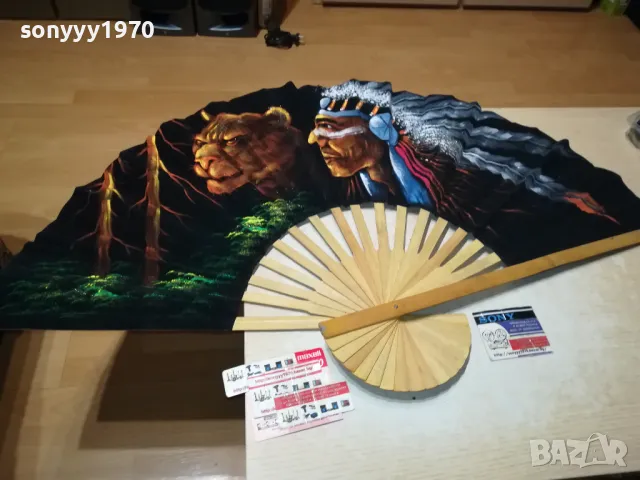 ГОЛЯМО ЧЕРНО ВЕТРИЛО 100Х60СМ ВЕЛУР ИНДИАНЕЦ+ЛЪВ 0511241733, снимка 11 - Антикварни и старинни предмети - 47853667