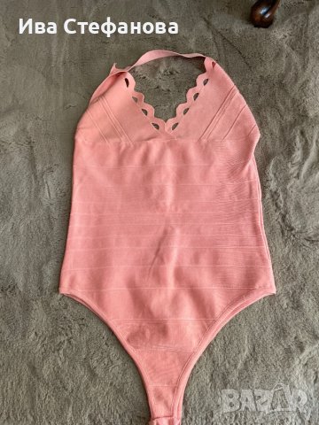 Бандажна ново боди цвят праскова нежно розаво , снимка 4 - Корсети, бюстиета, топове - 36739185
