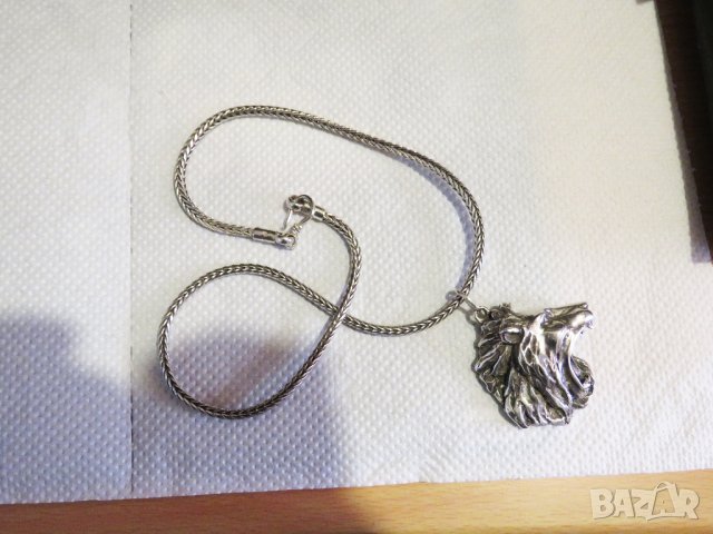 Сребърен синджир и Голям старинен разярен сребърен Лъв - заслужи уважение и покажи, снимка 8 - Колиета, медальони, синджири - 29581263