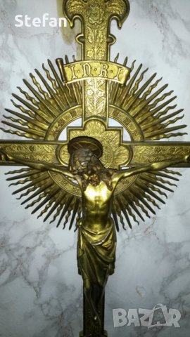 Стар Месингов Кръст, снимка 3 - Антикварни и старинни предмети - 35036302