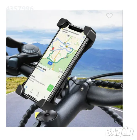  Стойка за телефон за велосипеди, Универсална, Черен 