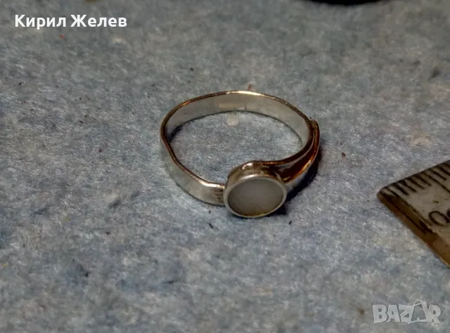СТАР СТИЛЕН СКЪПОЦЕНЕН СРЕБЪРЕН ПРЪСТЕН СРЕБРО ВИСОКА ПРОБА с ШЛИФОВАН БЯЛ АХАТ РЪЧНА РАБОТА 49246, снимка 7 - Антикварни и старинни предмети - 48987205