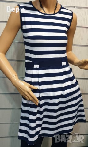 Нова дамска моряшка вталена рокля с ефектен гръб, на райе, с коланче, снимка 7 - Рокли - 28375442