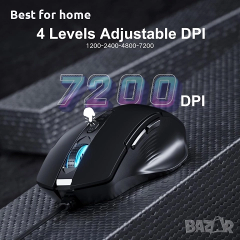 Геймърска мишка Uineer RGB – 7200 DPI, Програмируеми бутони, Ергономична, снимка 2 - Клавиатури и мишки - 52966299