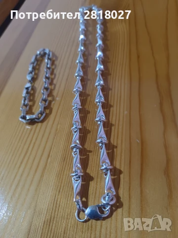 Сребърен ланец - синджир, снимка 4 - Колиета, медальони, синджири - 50704122
