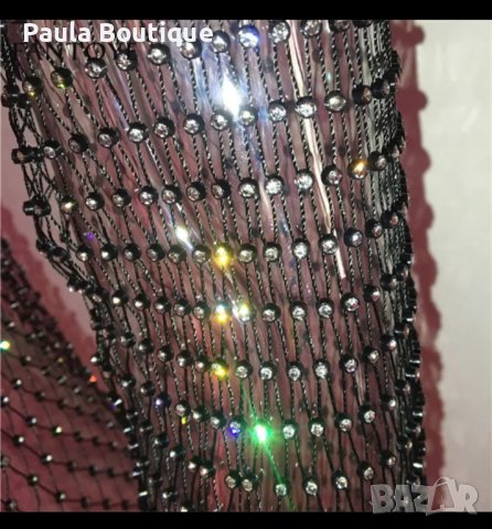 Рокля с камъни мрежа черна, снимка 2 - Рокли - 37432864