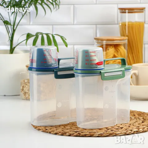 5687 Контейнер за съхранение на насипни продукти с дозатор, 1.5 кг, снимка 4 - Кутии за храна - 48925031