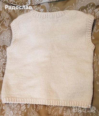 Плетен вълнен пуловер елек шпиц ръчна изработка, снимка 2 - Пуловери - 35280101