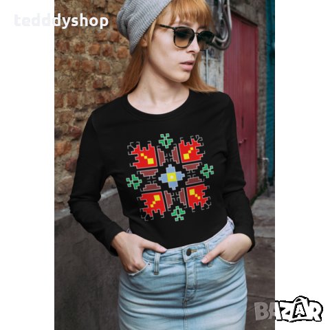 Дамска тениска с етно мотив - ШЕВИЦА, снимка 6 - Блузи с дълъг ръкав и пуловери - 26957971
