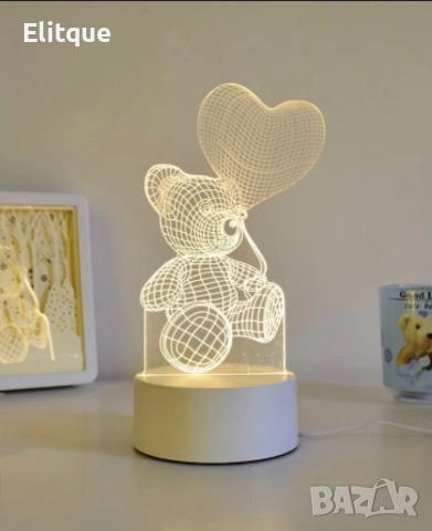 Холограмна 3D LED нощна лампа, 4W, 220V 