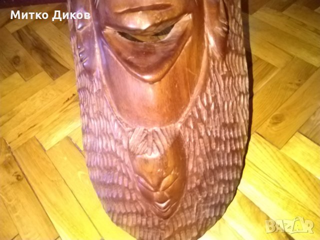 Африканска маска от желязно дърво -голяма -Н- 83см и тeжка-5kг, снимка 2 - Декорация за дома - 27707472