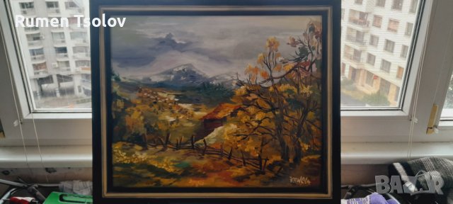 Маслена картина с планински пейзаж, снимка 7 - Декорация за дома - 38866095