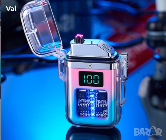 Елегантна прозрачна ветроустойчива запалка с LED светлини, снимка 14 - Друга електроника - 52907624