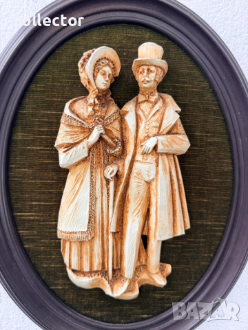 Овална 3D картина с буржоазна сцена. №7842, снимка 5 - Антикварни и старинни предмети - 53095913