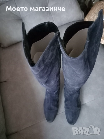 Дамски велурени чизми (ботуши) Gido – тъмносини, № 38, снимка 10 - Дамски ботуши - 52113639