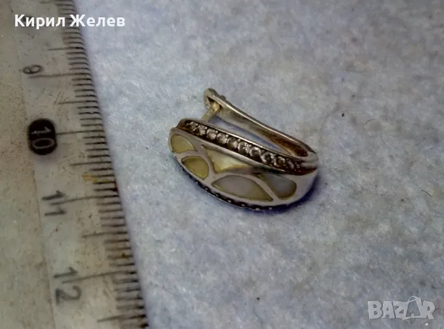 ВИНТИДЖ АРТ АНГЛИЙСКА СЕДЕФЕНА СРЕБЪРНА ОБЕЦА СРЕБРО 925 с ЦИРКОНИ МАЙСТОРСКА ЮВЕЛИРНА РАБОТА 49724, снимка 9 - Обеци - 49757285