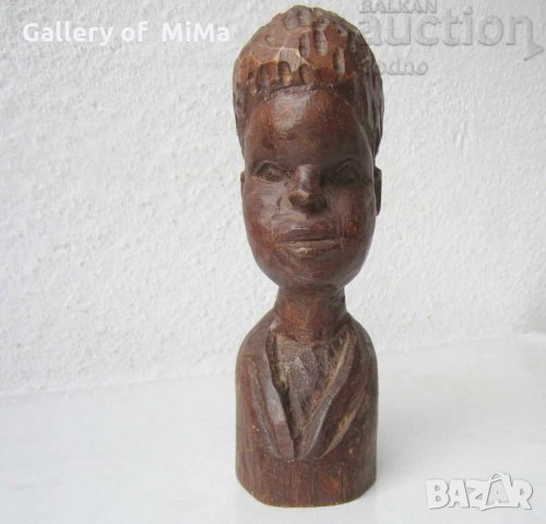 Момче глава Дърворезба малка пластика статуетка бюст фигура, снимка 3 - Статуетки - 28880564