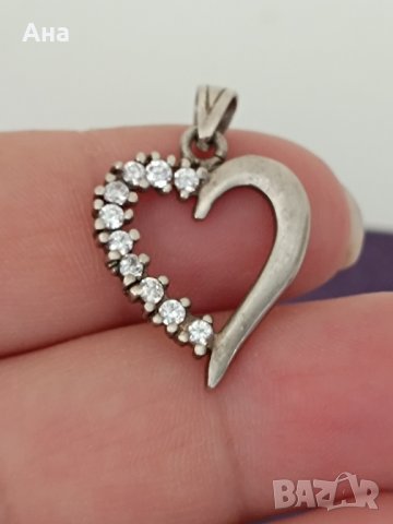 Сребърна висулка сърце Буква АИ, снимка 1 - Колиета, медальони, синджири - 43985184