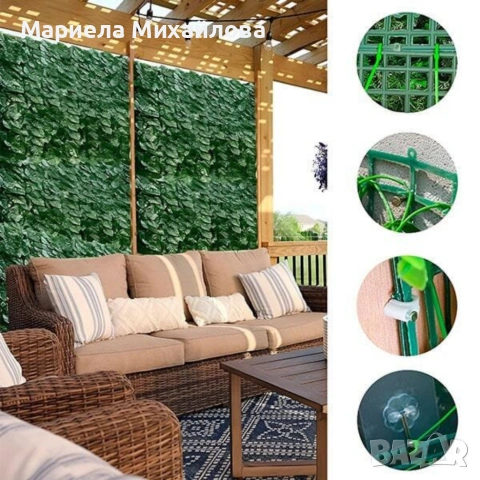 Ограда от зелени листа - панел за уединение с реалистичен вид 3 x 0,5 м., снимка 6 - Декорация за дома - 53491391
